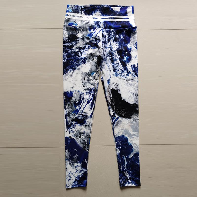 New Abstract Printed Naked Yoga Pants for Women, High Waist, Hip Lifting, Running, Tight, Elastic Sports and Fitness Pants