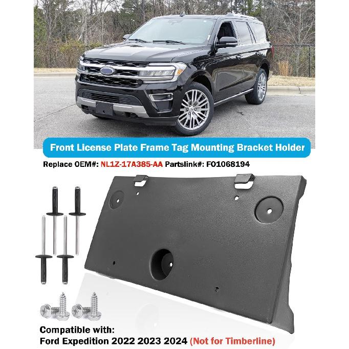 

Front License Plate Frame for Ford Expedition 2022 2023 2024 Front Bumper License Plate Holder Mounting Bracket Cover Replace # NL1Z-17A385-AA