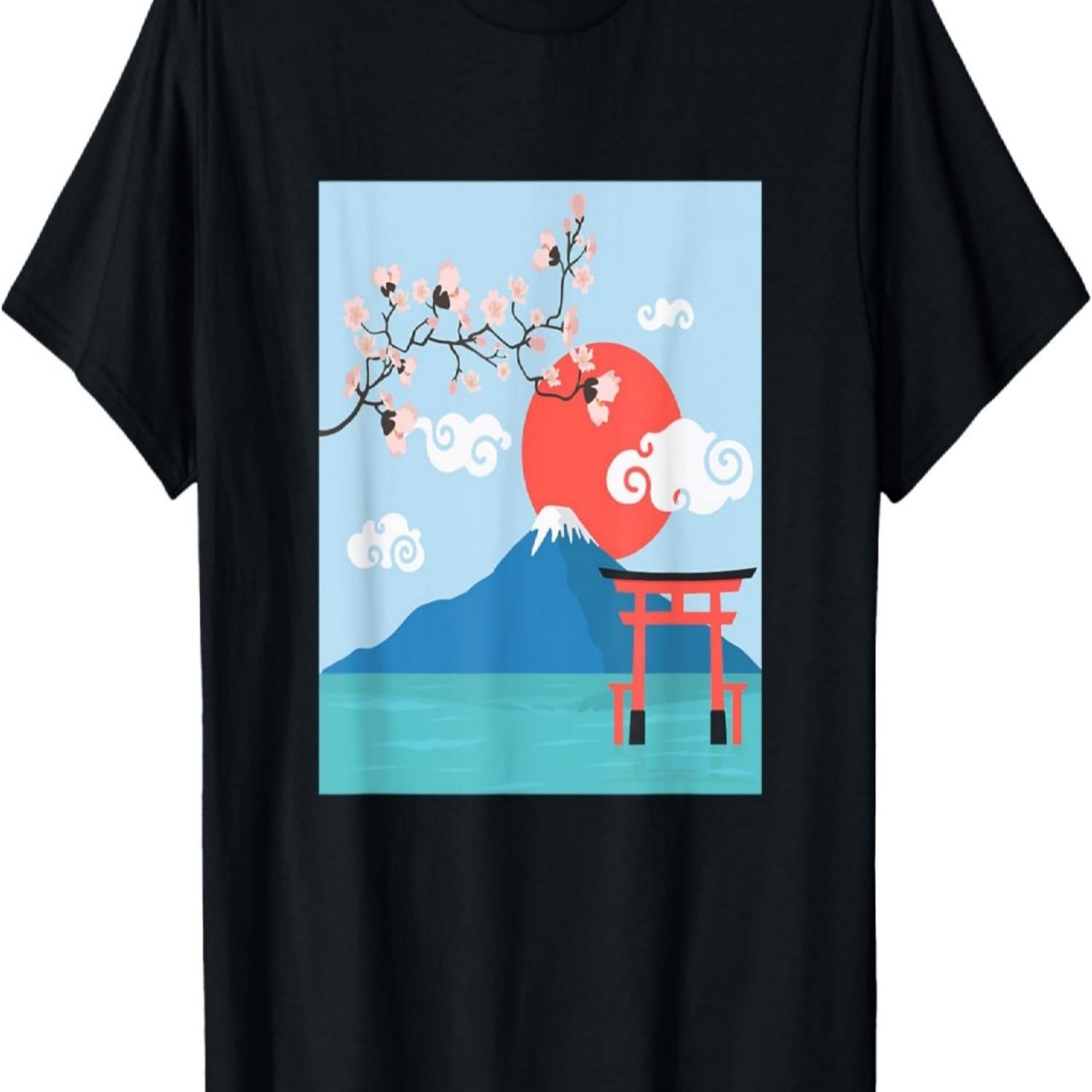 Mount Fuji - Mount Fuji Japan Cherry Blossom  Sun T-Shirt S чёрный
