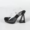 Summer New Women's Sandals - Sexy Black Platform, 13CM High Heel/Flat Heel, Catwalk Model Shoes LFD-1989-2