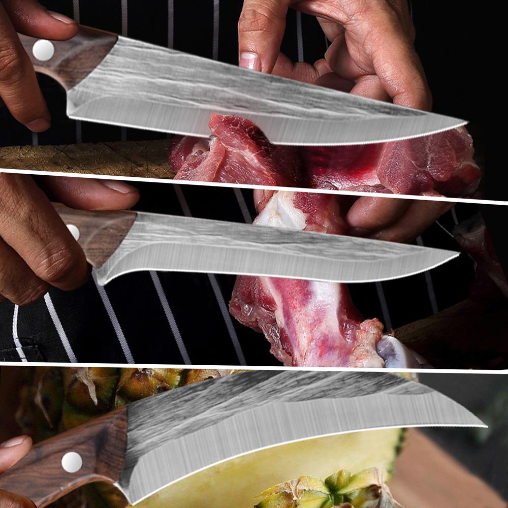 Hand Forged Boning Knife High Carbon Steel Pineapple Hook Knives Kitchen Utility Tools With Knife Scabbard