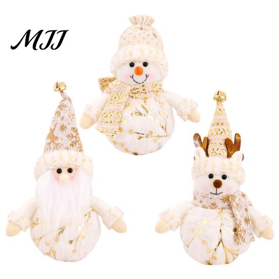 Festive Home Decor Christmas LED Plush Doll Ornaments, Light Up Elk Snowman Santa Claus Room Accent Decoration, Cute Stuffed Toy for Table Holiday