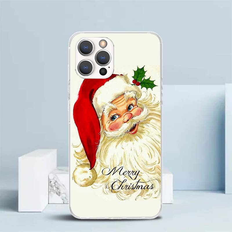 Christmas Santa Claus Present Soft Cover for iPhone 16 17 Air 15 14 Pro Max 16E Phone Case 13 Mini 12 11 7 SE 8 Print Pattern Fi