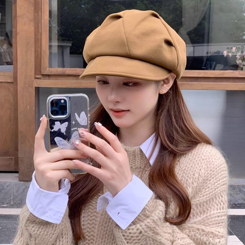 

Autumn and Winter Fashion Versatile Retro Octagonal Hat Female Korean Painter Japanese Casual Temperament Bere Baseball Cap Adjustable