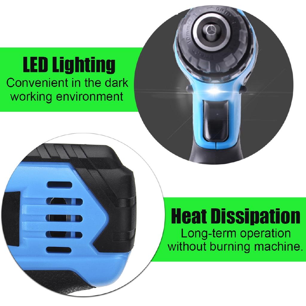 42V Cordless Rechargeable 7500mAh Battery Electric Drill Impact Wrench 2 Speed Screwdriver