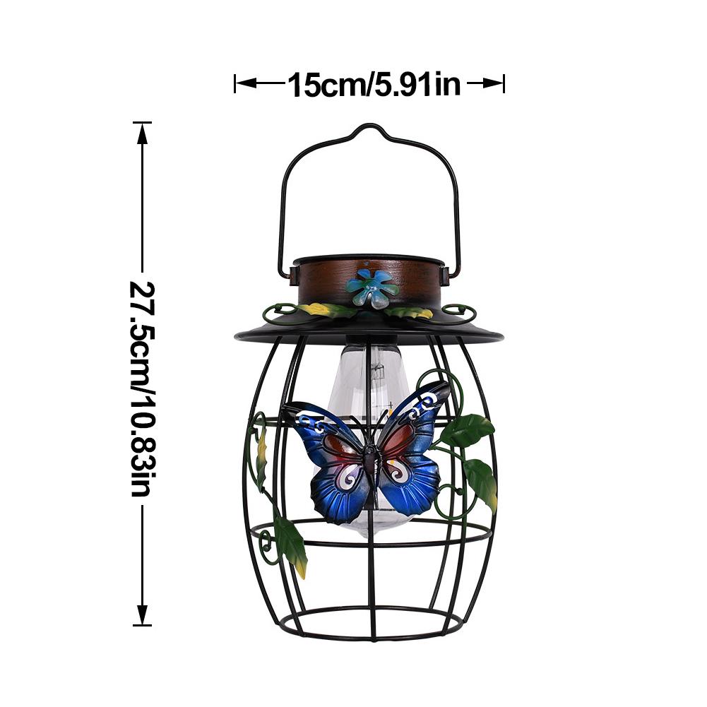 Solarbetriebene Schmetterlings-Hängelampen Dekorative Gartenwandleuchten Automatisch Einschaltende Metall-Gartenleuchten mit Griff für Terrasse Hinterhof