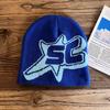 Pattern Sc Alphabet Acrylic Beanie Knit Hat Unisex Warm Hat For Outdoor Use