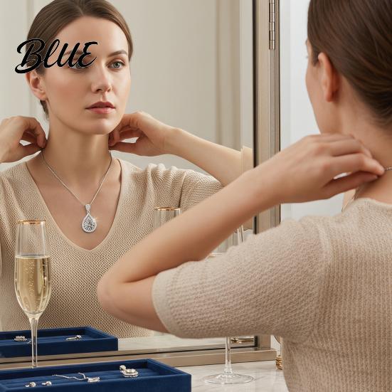 Versatile Jewelry for Dress Sparkling Drop Pendant Necklace Women Cubic