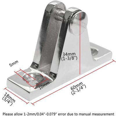 New 2xMarine Boat Deck Hinge Mount For Bimini Top Fitting Hardware Stainless Steel