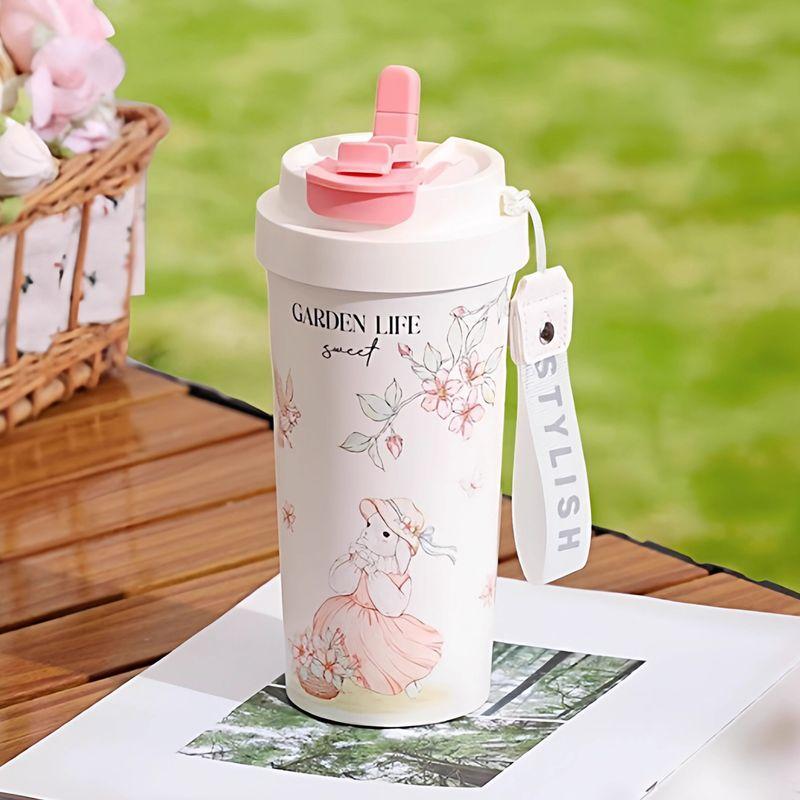 

Conner s All-Ceramic Coffee Cup for Women, High-Capacity, Stylish Thermos Cup for On-The-Go, 2025 New Model [Keep Warm for about 3 Hours] 550ml Rabbit Powder