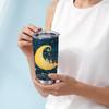 Car Tumbler 591ml Moon Winter Cabin Element Straw Cup 20oz Car Straw Cup Tumbler With Lid Metal Drink Mug Gift Cup
