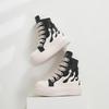 2024 European & American Color Block High-Top Flame Shoes, Plus Size, Thick Sole, Wide Shoelaces, Trendy for Men & Women.