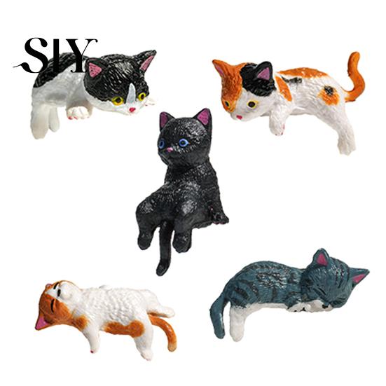 Tiny Plastic Cat Statues Mini Figurine Miniature Cute Cartoon Kittens Ornament for Office Decorations Computer Monitor Car Dashboard Home Desk