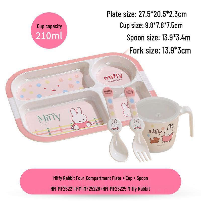 Miffy Rabbit & Bear Children's Melamine Cartoon Food Bowl & Plate Set