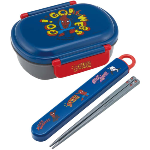 Skater Chopsticks and Chopstick Case Set for Kids, Lunch Box, 16.5cm, Made In Japan, Dishwasher Safe, Sliding, Spider-Man, Pop Comics, Boys, ABS2AMAG-