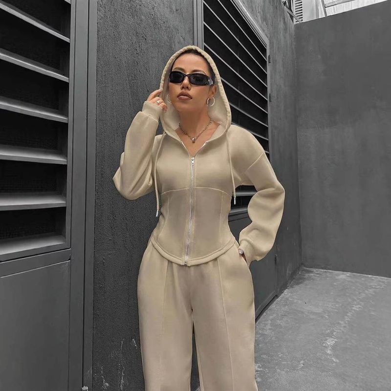 

Hooded Cardigan Slim Fit Hoodie+Casual Wide Leg Pants Khaki [Ready Stock] 2XL