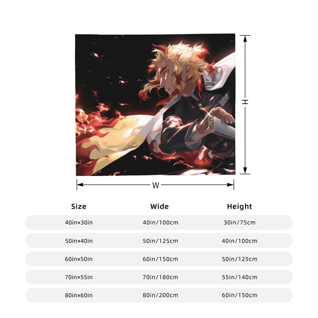 Kyojuro Rengoku Kimetsu No Yaiba Blanket Velvet Spring Autumn Japanese Anime  Multifunction Throw Blanket for Sofa Bedroom Quilt
