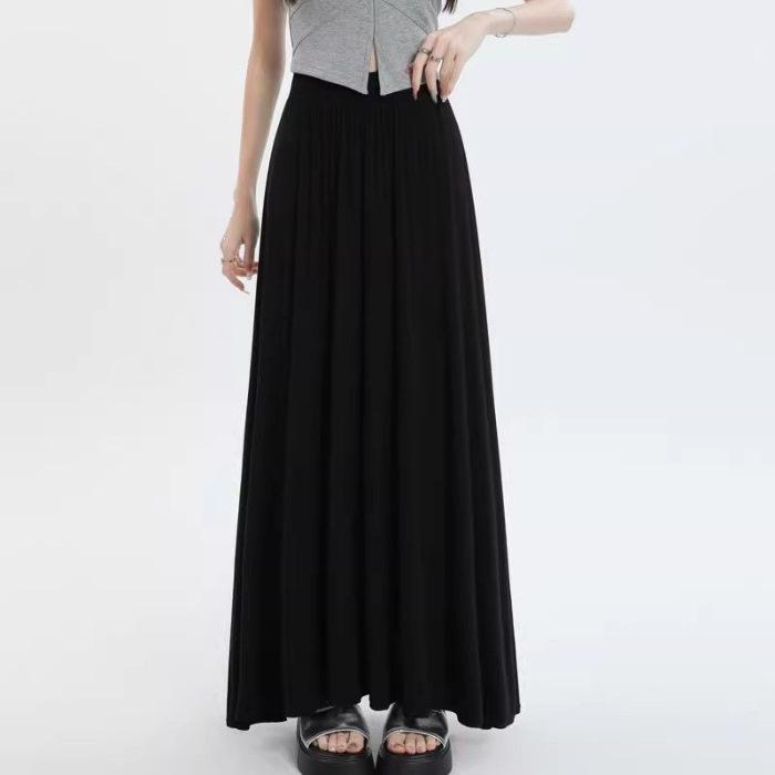Women’s Chic A-Line Summer Skirt with Slimming Belly-Concealment M чёрный
