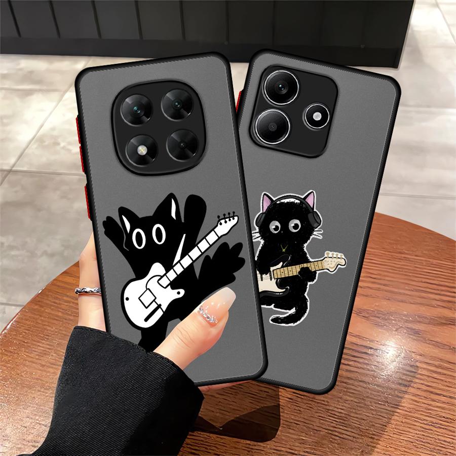 Music Cat Case for Xiaomi Redmi Note 14 11 12 A4 10 13 Pro Plus 13C 9S 14C Funda Back Phone Cover