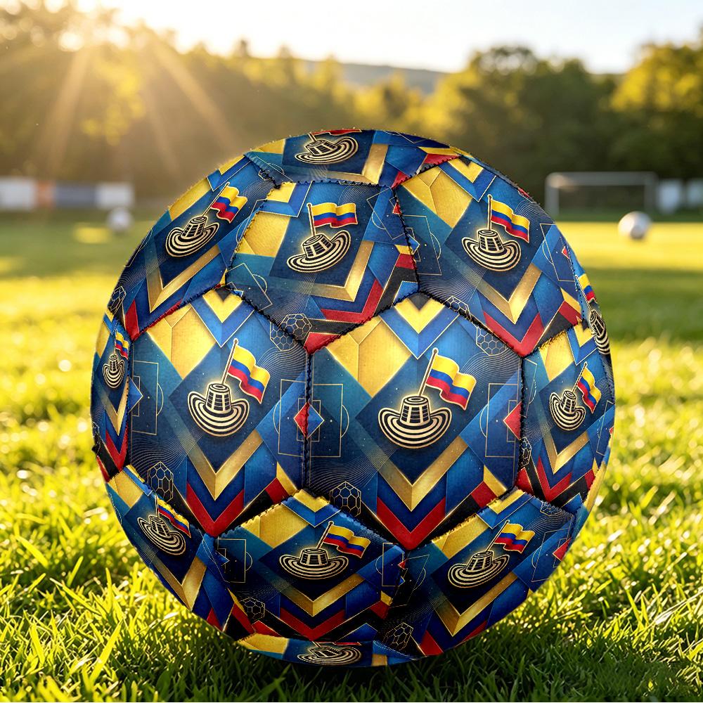 Pallone da Calcio Stampato Colombia Taglia 5 Resistente all'Usura Standard da Allenamento per Adulti Regalo per Appassionati per Partite Sportive Indoor Outdoor
