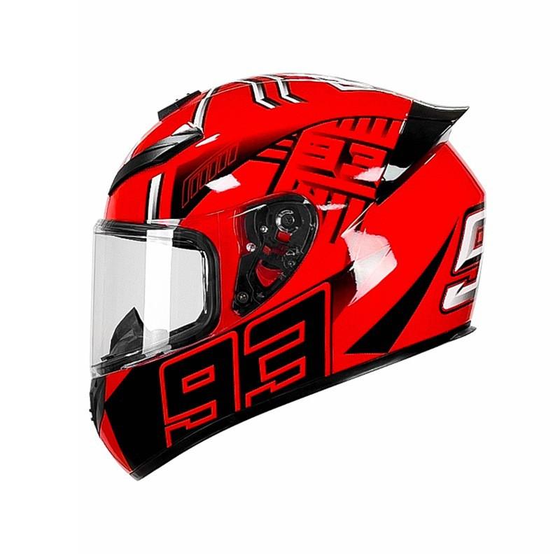 Full Face Motorcycle Helmet Scooter Electric Bike Winter Anti-Fog Gray ABS Safety With Rear Wing