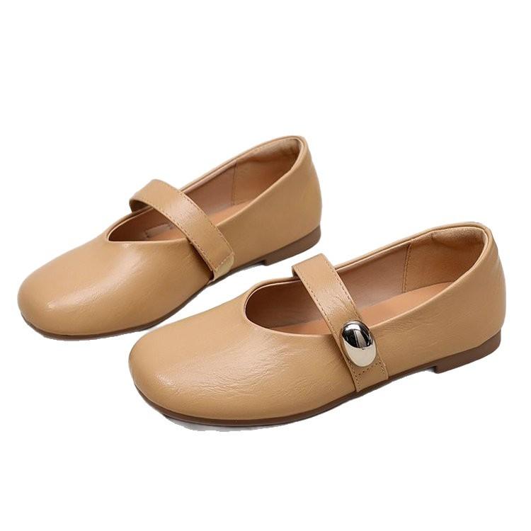 Soft-soled Mary Jane Small Leather Shoes for Women's 2025 Autumn New Popular Retro Single Shoes Versatile Flat-soled Shallow-mouth Beanie Shoes