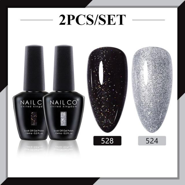 NAILCO 2 цвета, 15 мл, набор гель-лаков для ногтей Vernis, полуперманентный УФ-светодиодный гель для дизайна ногтей, принадлежности для профессионалов, отмачиваемый верхний слой