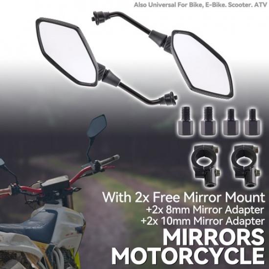 

Universal 10mm 78 Motorcycle Side Mirror For Suzuki Honda ATV Carbon Fiber