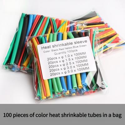 100PCS Color Heat Shrinkable Tube Combination Bagged Eaby Source Household Wire Heat Shrinkable Middle Tube