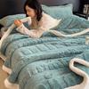 LISM Embossed Sherpa Fleece Warm Throw Blanket