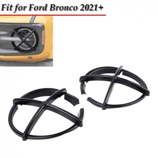 Черный Для Ford Bronco + Декоративная Накладка Рамка Защита Передней Фары