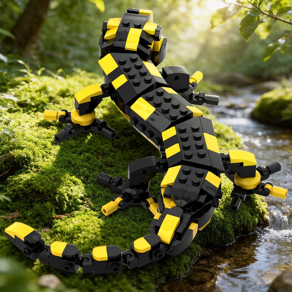 MOC Tier Feuersalamander Bausteine Sets Konstruktionsspielzeug Haifischmodell DIY Steine Weihnachten Geburtstagsgeschenke