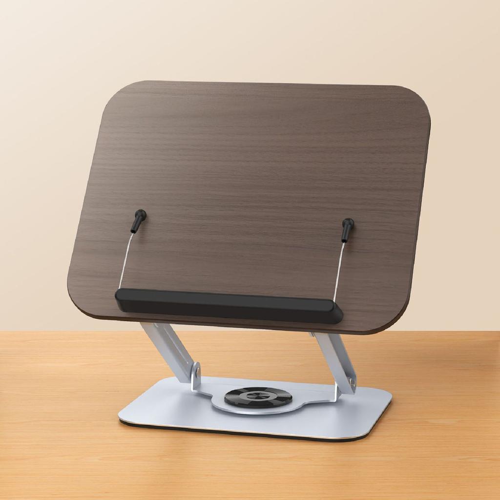 Book Stand Foldable   Book Holder with 360 Degrees  Rotating Base Elastic Clips for Recipe Tablet Laptop