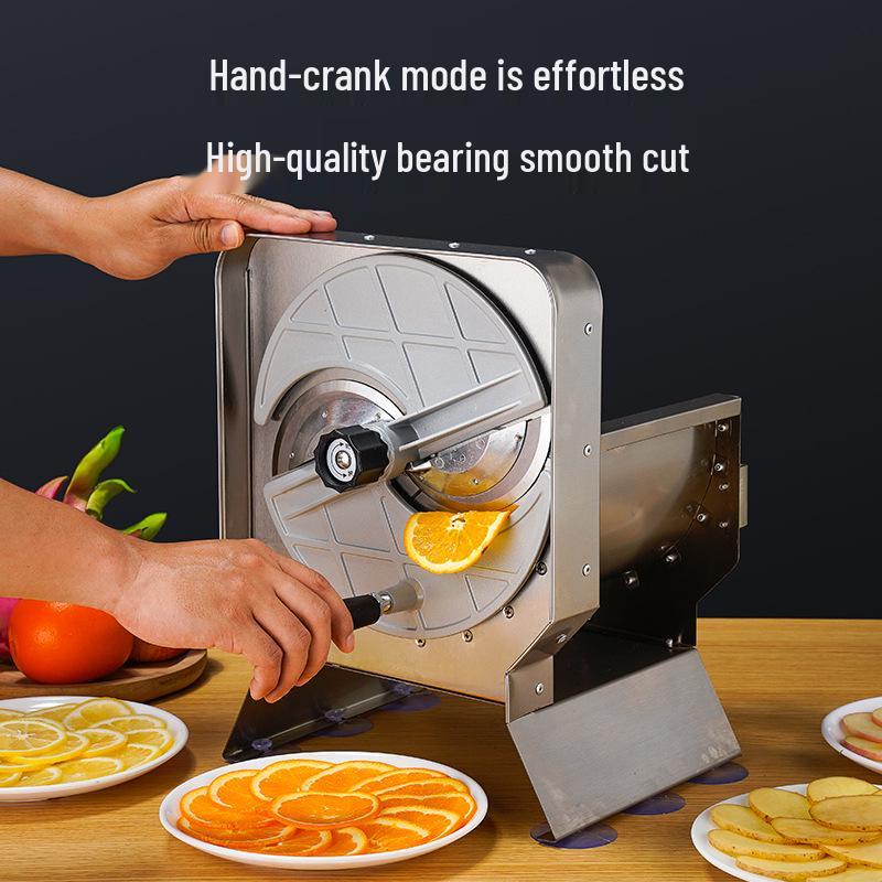 Multi-functional Stainless Steel Hand-Crank Slicer for Fruits and Vegetables