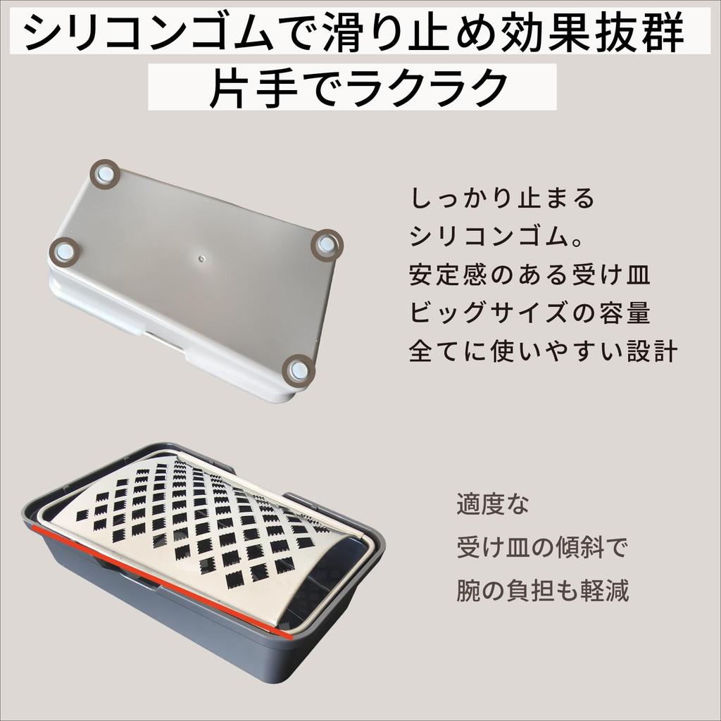 Professional Speedy Made In Japan by Wada with Rubber Perfect for Grating Cheese and Condiments Grater, Gray, All-Stainless Steel, Shoten, Non-Slip
