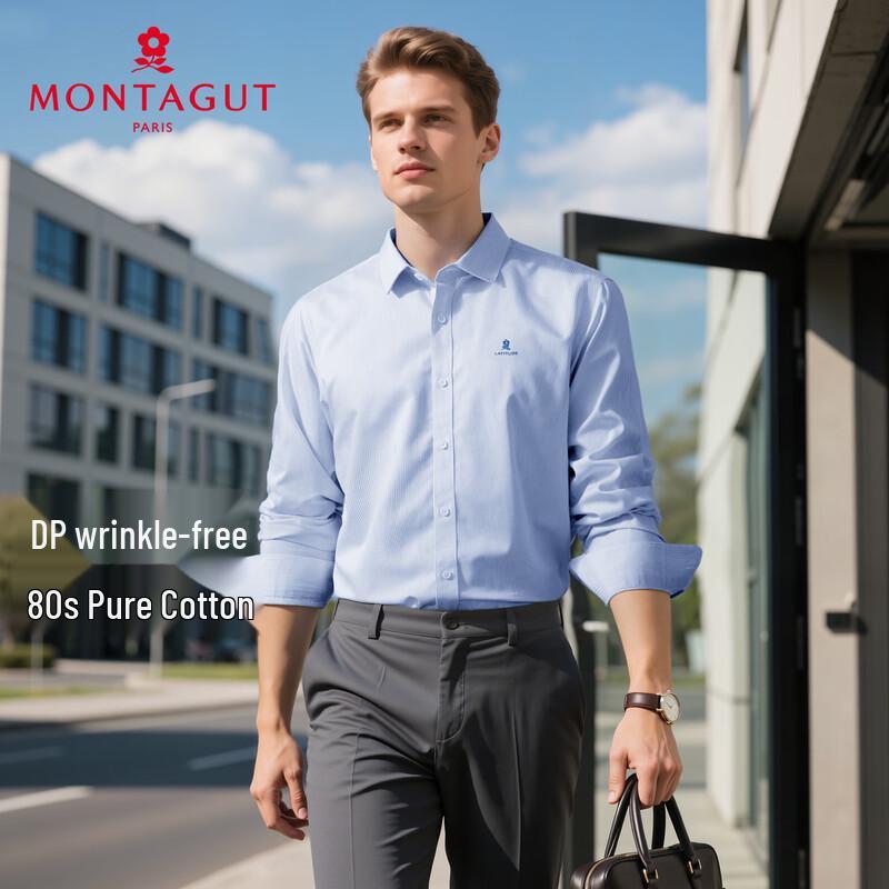 MONTAGUT Men s Long-Sleeve Cotton Business Casual Shirt 48