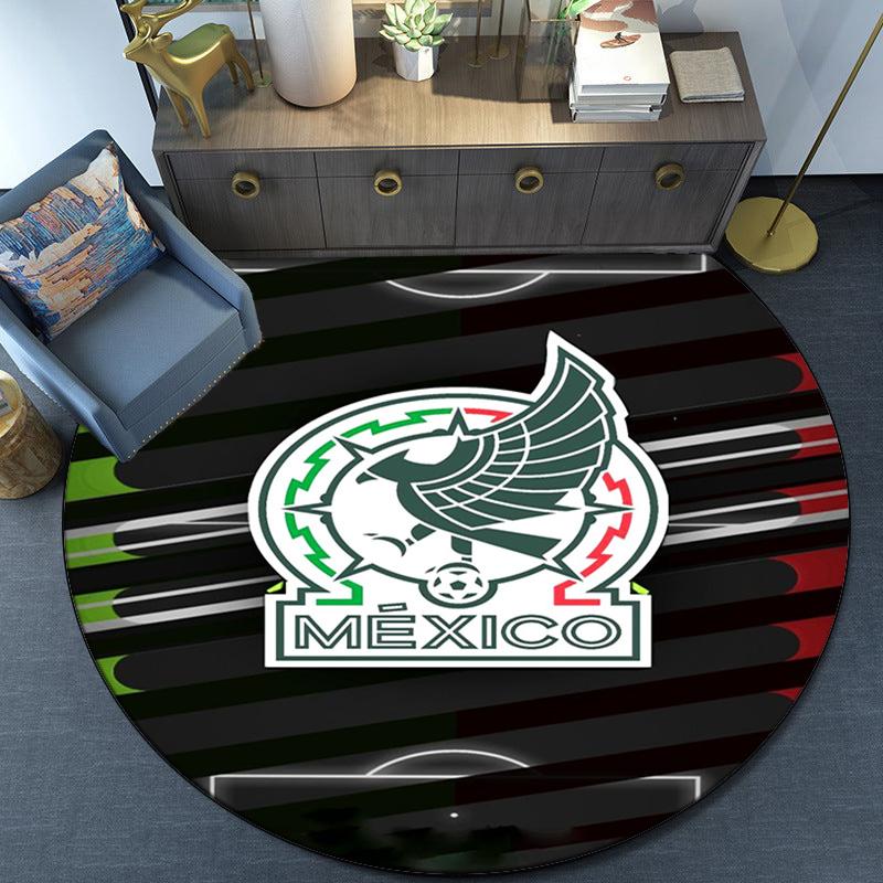 Mexico Football Emblem Round Rug for Livingroom,Bedroom, Palyroom, Chair Rug, Area rug, Circle Carpet, Large Size Fan Christmas gift