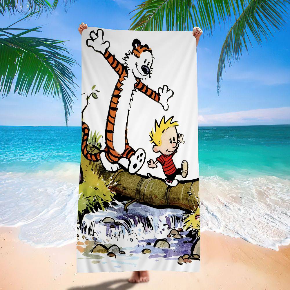 C-Calvin And Hobbes Microfiber Beach Towel Absorbent Quick dry Soft Yoga Swimming Resort Mountain Climbing Towel