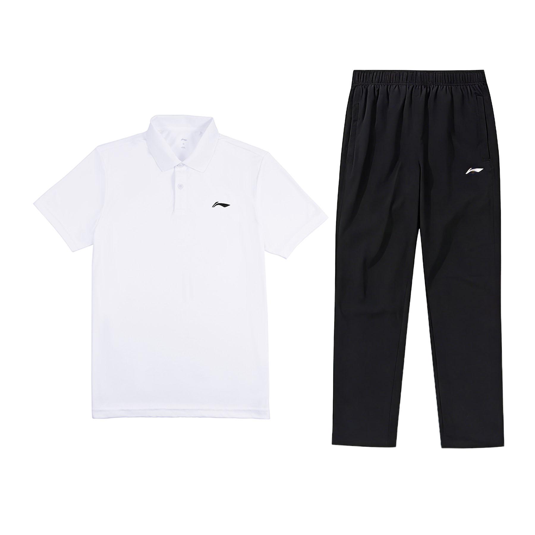

Li-Ning Летняя Поло с коротким рукавом Быстросохнущий Дышащий Удобный Повседневный Спортивный Костюм Мужской костюм Белый Черный APLW831-2+AYKU703-1 M
