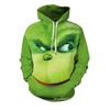 Grinch 3D Printed Hooded Sweatshirt Men Loose Fit Casual Zip-Up Pullover With Appliqu Pocket