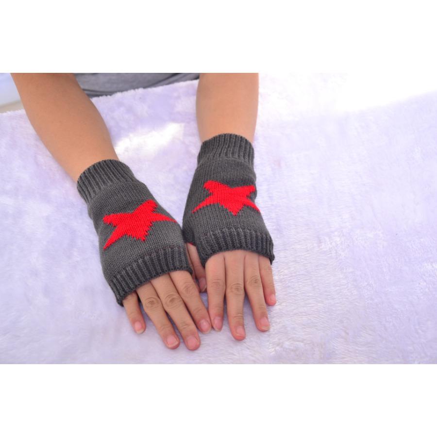 2024 Y2k Knitted Gloves Half Finger Star Gloves Winter Warm Woolen Pentagram Soft Hand Fingerless Emo Gloves Preppy Mittens