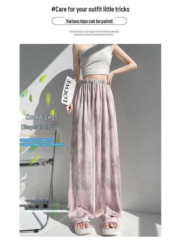 Women's High-Waisted Wide-Leg Straight Pants, Slimming, Floor-Length, Loose Fit, for Spring & Autumn.