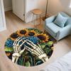 Sunflower and Skull,Round Area Rug,Carpet Rug for Living Room Bedroom Sofa Playroom Decor,Non-slip Floor Mat