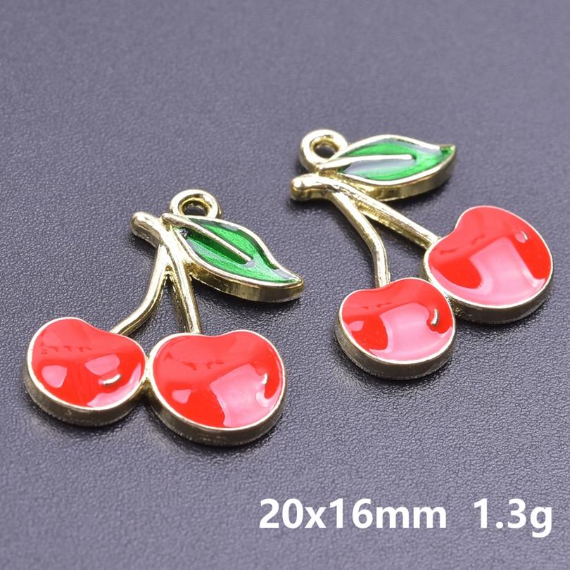 20 Stück Lebensmittel-Accessoires Rote Erdbeere Kirsche Emaille-Anhänger Für Schmuckherstellung Großhandel Frucht Banane Avocado Anhänger Anhänger-Zubehör