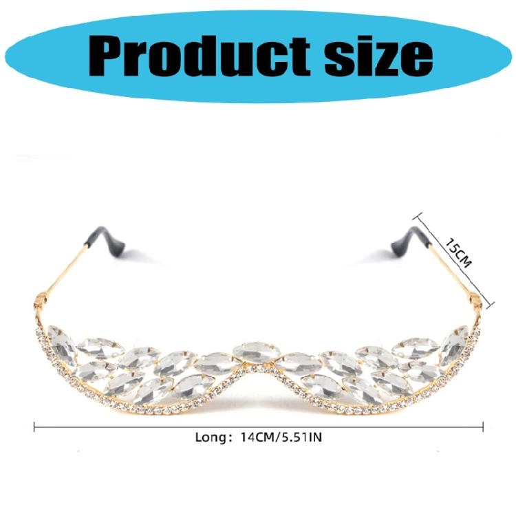 Crystal Eyeglasses Without Lens Half Frame Rhinestones Glasses Crystal V Frame Eyeglasses Face Jewelry Gifts Unisex