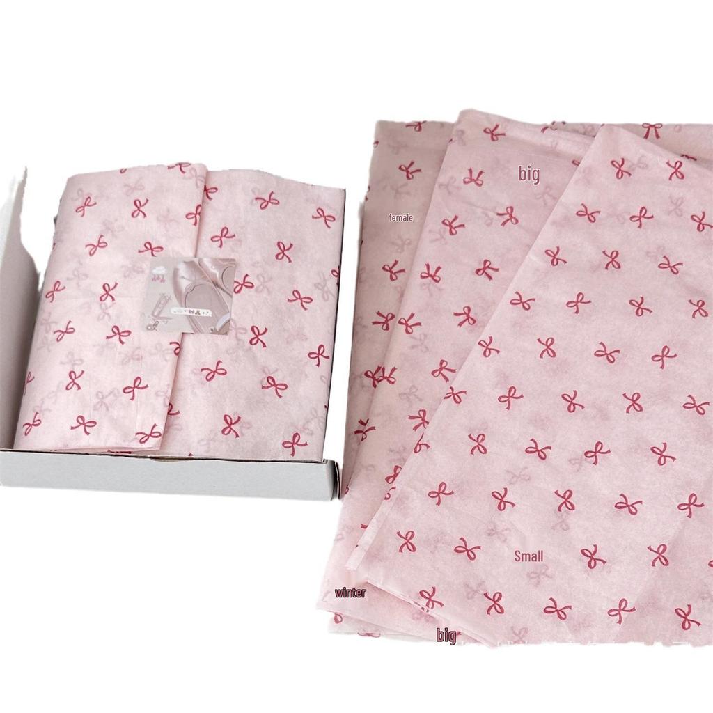 10 Ballet Style Bowknot Gift Wrap Sheets with Small Cards - Pearlescent Paper for Packaging