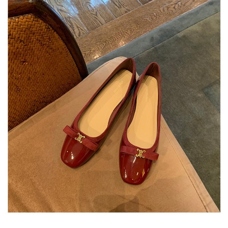 Autumn and Winter New Inner Height Increase 3 Noble Gold Buckle Bow Square Round Head Thick Sole Shallow Mouth Single Shoe Women