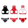Underwear Set 2 Piece Sexy Women Hollow Crotch Open Bust Latex Leather Bra And Thong Exotic Adult Club Clothing Erotic Lingerie