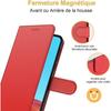 Coque avec 2 Verres Trempés - Booling - pour Samsung S21 FE - Rouge - Anti Rayure - Effet Cuir