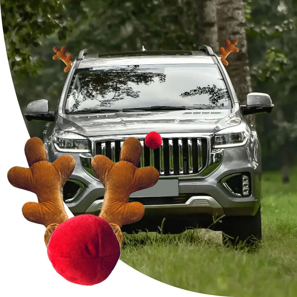 Car Christmas Reindeer Antler Decorations Cotton Christmas Decorations Antlers Decor Festive Cute Ornament For Automotive